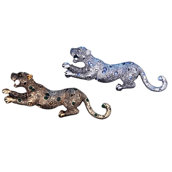 Crystal Rhinestone Cheetah Suit Lapel Pin Badge for Men Accessories Jewelry - Picture 3 of 9